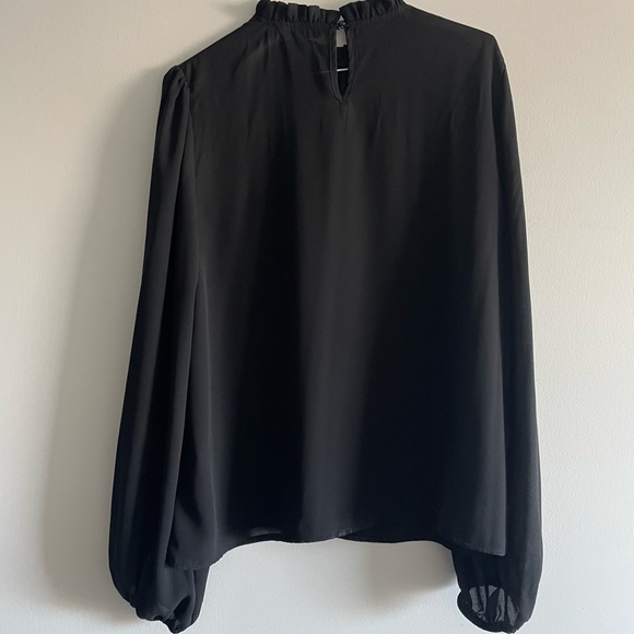 SHEIN Clasi Frilled Neck Bishop Sleeve Blouse in Black - Picture 2 of 4